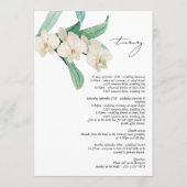 Watercolor White Orchids Floral Wedding Itinerary プログラム (裏面)