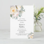Watercolor White Peonies Engagement Party 招待状 (スタンド正面)