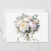 Watercolor White Peonies Wedding セーブザデート (裏面)