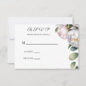 Watercolor White Peonies Wedding 出欠カード (正面)