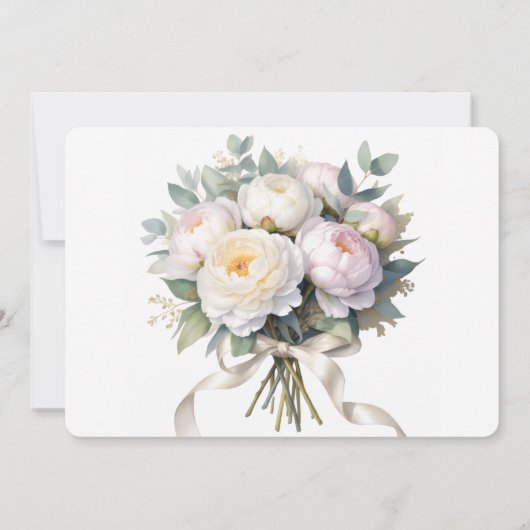 Watercolor White Peonies Wedding Rehearsal Dinner 招待状 (裏面)