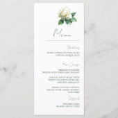 Watercolor White Rose Elegant Botanical Wedding メニュー (正面)