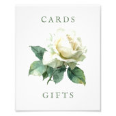 Watercolor White Rose Wedding Cards & Gifts Sign フォトプリント (正面)