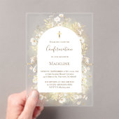 watercolor white yellow flowers Confirmation アクリル招待状 (インサイチュ (ポータブル))