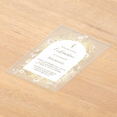 watercolor white yellow flowers Confirmation アクリル招待状 (レイダウン)