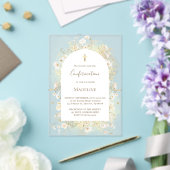 watercolor white yellow flowers Confirmation アクリル招待状 (インサイチュ (ウェディング))