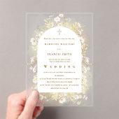watercolor white yellow flowers Wedding アクリル招待状 (インサイチュ (ポータブル))