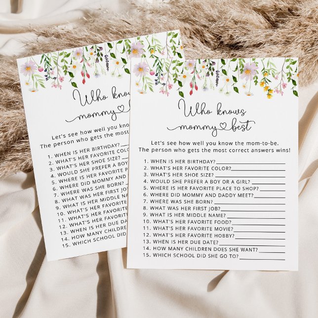 Watercolor Who knows mommy best baby shower game (クリエイターアップロード済み)