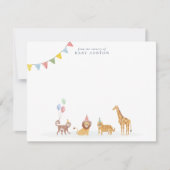 Watercolor Wild Animals Nursery note card サンキューカード (正面)