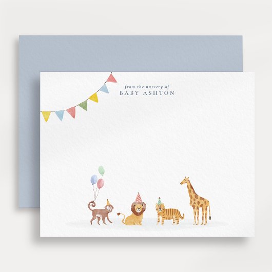 Watercolor Wild Animals Nursery note card サンキューカード