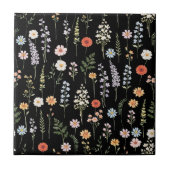 Watercolor Wild Flowers Floral Botanical Pattern タイル (正面)