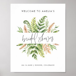 Watercolor Wild Foliage Bridal Shower Welcome ポスター