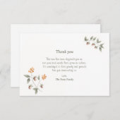 Watercolor Wild Hazel Sympathy Thank You Card サンキューカード (正面/裏面)