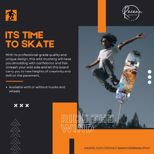 Watercolor Wild Mustang Skateboard スケートボード