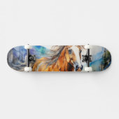 Watercolor Wild Mustang Skateboard スケートボード (横)