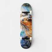Watercolor Wild Mustang Skateboard スケートボード (正面)