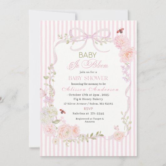 Watercolor Wildflower  Baby in Bloom Baby shower 招待状 (正面)