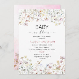 Watercolor Wildflower  Baby in Bloom Baby shower 招待状