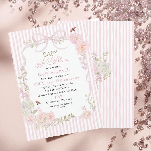 Watercolor Wildflower  Baby in Bloom Baby shower 招待状