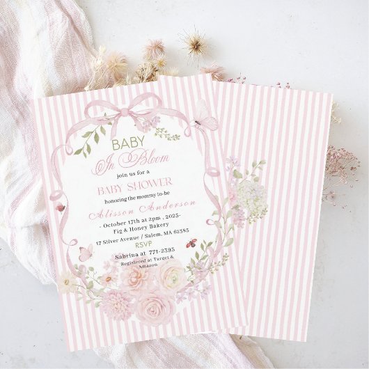 Watercolor Wildflower  Baby in Bloom Baby shower 招待状