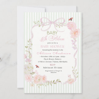 Watercolor Wildflower  Baby in Bloom Baby shower 招待状