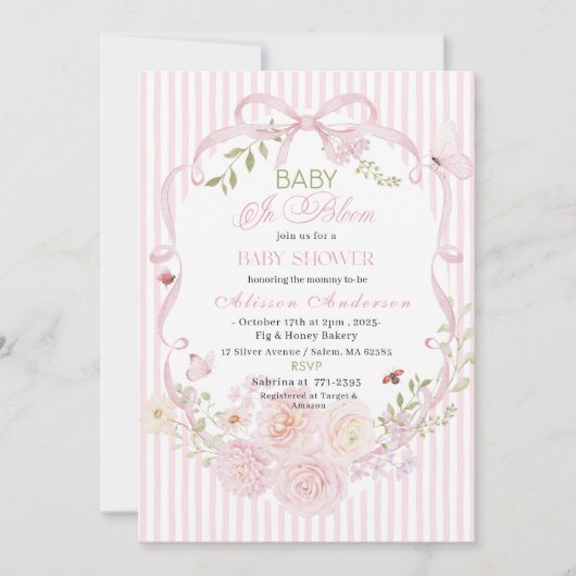 Watercolor Wildflower Baby in Bloom Baby shower 招待状 (正面)