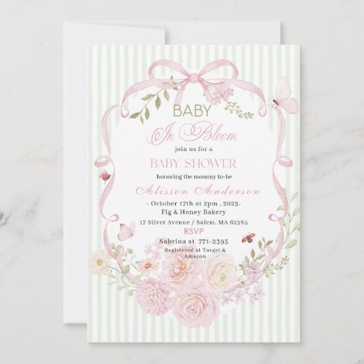 Watercolor Wildflower Baby in Bloom Baby shower 招待状 (正面)