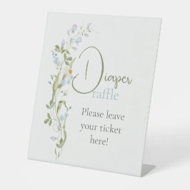 Watercolor Wildflower Baby Shower Diaper Raffle 台座サイン
