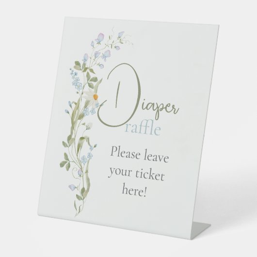 Watercolor Wildflower Baby Shower Diaper Raffle 台座サイン (正面)