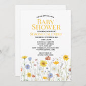 watercolor wildflower baby shower invitation 招待状 (正面/裏面)