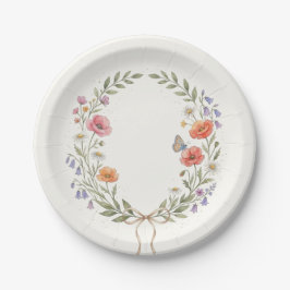 Watercolor Wildflower Baby Shower Paper Plates ペーパープレート