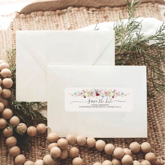 Watercolor Wildflower Boho Garden Wedding  ラベル