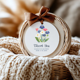 Watercolor Wildflower Boho Thank You Baby in Bloom ラウンドシール