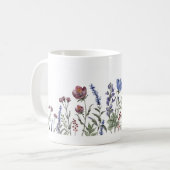 Watercolor Wildflower Border Floral Mug コーヒーマグカップ (正面左)