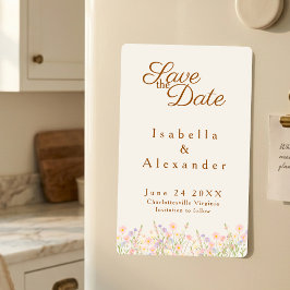 Watercolor Wildflower botanical pastel bottom flow マグネット招待状