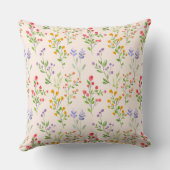 Watercolor Wildflower Botanical Pattern  クッション (裏面)