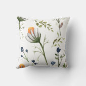 Watercolor Wildflower Botanical Throw Pillow クッション (裏面)