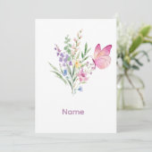 Watercolor Wildflower Bouquet with Pink Butterfly 招待状 (スタンド正面)
