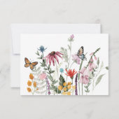 Watercolor Wildflower Butterfly Modern Wedding セーブザデート (裏面)