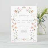 Watercolor Wildflower Butterfly Modern Wedding 招待状 (スタンド正面)