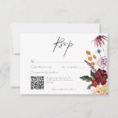 Watercolor Wildflower Butterfly Modern Wedding QR 出欠カード (正面)