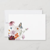 Watercolor Wildflower Butterfly Modern Wedding QR 出欠カード (裏面)