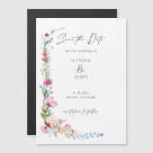 Watercolor Wildflower Calligraphy Save the Date マグネット招待状 (正面/裏面)