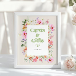 Watercolor wildflower Cards and gifts baby shower ポスター