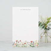 Watercolor Wildflower Elegant Stationery Paper 便箋 (スタンド正面)
