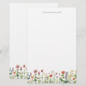 Watercolor Wildflower Elegant Stationery Paper 便箋 (正面/裏面)