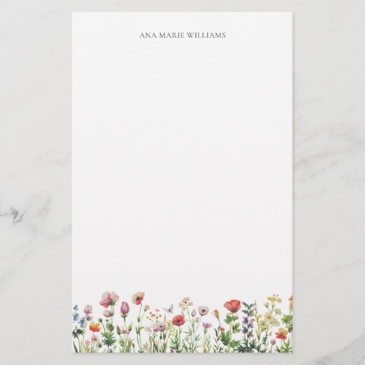 Watercolor Wildflower Elegant Stationery Paper 便箋 (正面)