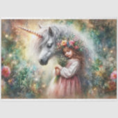 Watercolor Wildflower Fantasy Unicorn Decoupage  薄葉紙 (正面)