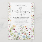 Watercolor Wildflower Garden Floral Wedding  招待状 (正面)