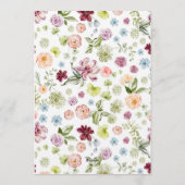 Watercolor Wildflower Garden Floral Wedding  招待状 (裏面)